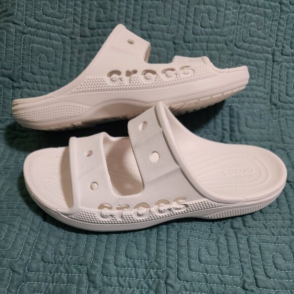 White Crocs Unisex Adult Baya Slide Sandals - Picture 2 of 5